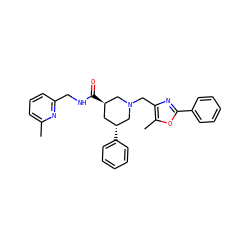 Cc1cccc(CNC(=O)[C@@H]2C[C@@H](c3ccccc3)CN(Cc3nc(-c4ccccc4)oc3C)C2)n1 ZINC000071332053