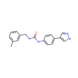 Cc1cccc(CNC(=O)Nc2ccc(-c3cn[nH]c3)cc2)c1 ZINC000143342100