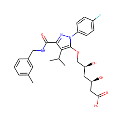 Cc1cccc(CNC(=O)c2nn(-c3ccc(F)cc3)c(OC[C@@H](O)C[C@@H](O)CC(=O)O)c2C(C)C)c1 ZINC000014967874