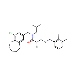Cc1cccc(CNC[C@H](C)C(=O)N(Cc2cc(Cl)c3c(c2)CCCCO3)CC(C)C)c1C ZINC000148912970