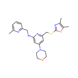 Cc1cccc(CNc2cc(N3CCOCC3)cc(CSc3nc(C)c(C)o3)n2)n1 ZINC000045261093