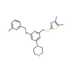 Cc1cccc(CNc2cc(N3CCOCC3)cc(CSc3nc(C)c(C)s3)n2)n1 ZINC000045245330