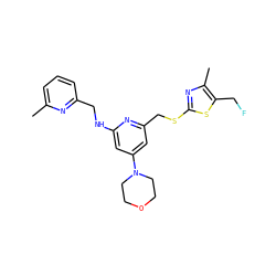 Cc1cccc(CNc2cc(N3CCOCC3)cc(CSc3nc(C)c(CF)s3)n2)n1 ZINC000045245565