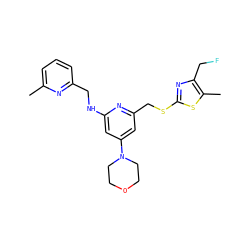 Cc1cccc(CNc2cc(N3CCOCC3)cc(CSc3nc(CF)c(C)s3)n2)n1 ZINC000045324687