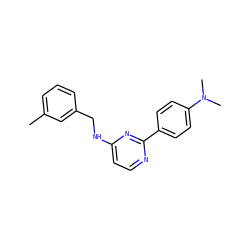Cc1cccc(CNc2ccnc(-c3ccc(N(C)C)cc3)n2)c1 ZINC000004258564