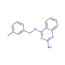 Cc1cccc(CNc2nc(N)nc3ccccc23)c1 ZINC000129763518