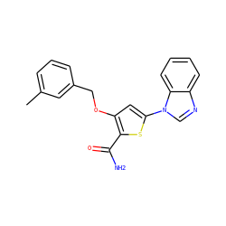 Cc1cccc(COc2cc(-n3cnc4ccccc43)sc2C(N)=O)c1 ZINC000040378960