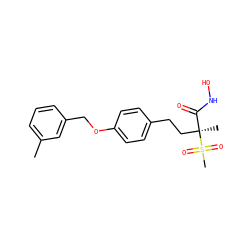 Cc1cccc(COc2ccc(CC[C@@](C)(C(=O)NO)S(C)(=O)=O)cc2)c1 ZINC000169686586
