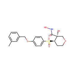 Cc1cccc(COc2ccc(S(=O)(=O)[C@@H]3CCOC[C@]3(O)C(=O)NO)cc2)c1 ZINC000028380475