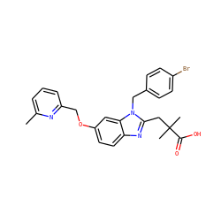 Cc1cccc(COc2ccc3nc(CC(C)(C)C(=O)O)n(Cc4ccc(Br)cc4)c3c2)n1 ZINC000218060209
