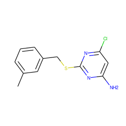 Cc1cccc(CSc2nc(N)cc(Cl)n2)c1 ZINC000000020094