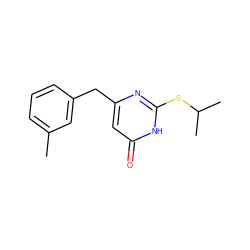 Cc1cccc(Cc2cc(=O)[nH]c(SC(C)C)n2)c1 ZINC000013742857