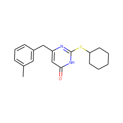 Cc1cccc(Cc2cc(=O)[nH]c(SC3CCCCC3)n2)c1 ZINC000013742862