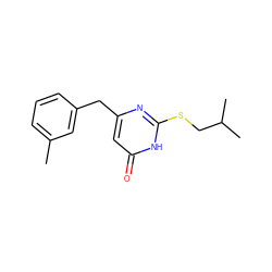 Cc1cccc(Cc2cc(=O)[nH]c(SCC(C)C)n2)c1 ZINC000013742858