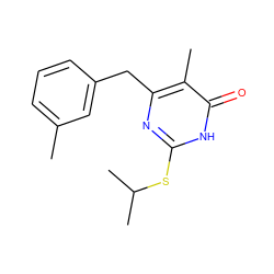 Cc1cccc(Cc2nc(SC(C)C)[nH]c(=O)c2C)c1 ZINC000013742868
