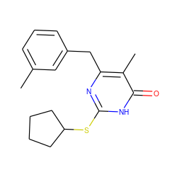 Cc1cccc(Cc2nc(SC3CCCC3)[nH]c(=O)c2C)c1 ZINC000013742872