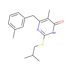 Cc1cccc(Cc2nc(SCC(C)C)[nH]c(=O)c2C)c1 ZINC000013742869