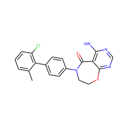 Cc1cccc(Cl)c1-c1ccc(N2CCOc3ncnc(N)c3C2=O)cc1 ZINC000169324842