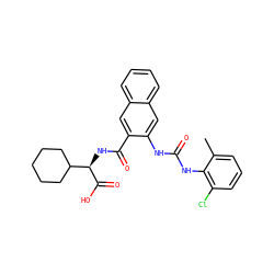 Cc1cccc(Cl)c1NC(=O)Nc1cc2ccccc2cc1C(=O)N[C@@H](C(=O)O)C1CCCCC1 ZINC000040835015