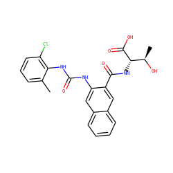 Cc1cccc(Cl)c1NC(=O)Nc1cc2ccccc2cc1C(=O)N[C@H](C(=O)O)[C@@H](C)O ZINC000040836067