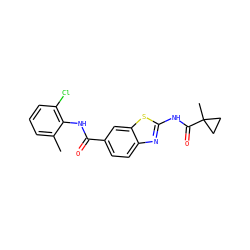 Cc1cccc(Cl)c1NC(=O)c1ccc2nc(NC(=O)C3(C)CC3)sc2c1 ZINC000013533976