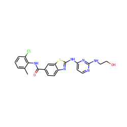 Cc1cccc(Cl)c1NC(=O)c1ccc2nc(Nc3ccnc(NCCO)n3)sc2c1 ZINC000013536619