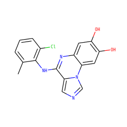 Cc1cccc(Cl)c1Nc1nc2cc(O)c(O)cc2n2cncc12 ZINC000013860297
