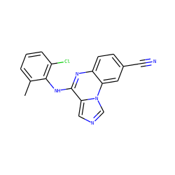 Cc1cccc(Cl)c1Nc1nc2ccc(C#N)cc2n2cncc12 ZINC000013860310