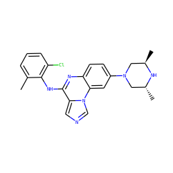 Cc1cccc(Cl)c1Nc1nc2ccc(N3C[C@@H](C)N[C@H](C)C3)cc2n2cncc12 ZINC000013860327