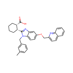 Cc1cccc(Cn2c([C@@H]3CCCC[C@@H]3C(=O)O)nc3cc(OCc4ccc5ccccc5n4)ccc32)c1 ZINC000220523760
