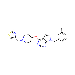 Cc1cccc(Cn2ccc3c(OC4CCN(Cc5cscn5)CC4)ncnc32)c1 ZINC000084602575