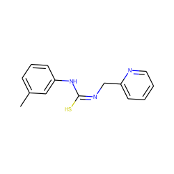 Cc1cccc(N/C(S)=N\Cc2ccccn2)c1 ZINC000013482349