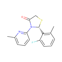 Cc1cccc(N2C(=O)CS[C@@H]2c2c(C)cccc2F)n1 ZINC000027618394