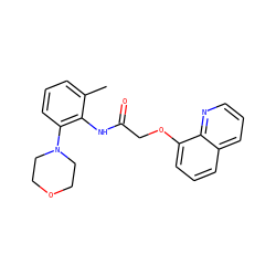 Cc1cccc(N2CCOCC2)c1NC(=O)COc1cccc2cccnc12 ZINC001772607863