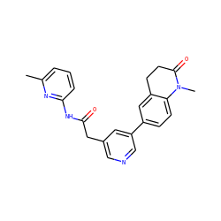 Cc1cccc(NC(=O)Cc2cncc(-c3ccc4c(c3)CCC(=O)N4C)c2)n1 ZINC000221049737