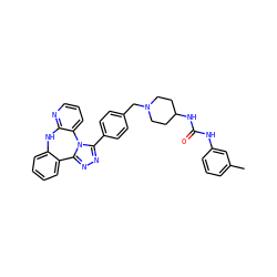 Cc1cccc(NC(=O)NC2CCN(Cc3ccc(-c4nnc5n4-c4cccnc4Nc4ccccc4-5)cc3)CC2)c1 ZINC000096174103