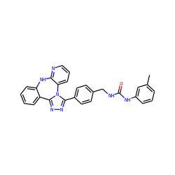 Cc1cccc(NC(=O)NCc2ccc(-c3nnc4n3-c3cccnc3Nc3ccccc3-4)cc2)c1 ZINC000096174058
