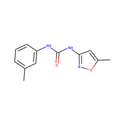 Cc1cccc(NC(=O)Nc2cc(C)on2)c1 ZINC000000137613