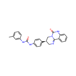 Cc1cccc(NC(=O)Nc2ccc([C@@H]3CN=C4c5ccccc5NC(=O)N4C3)cc2)c1 ZINC000206965403