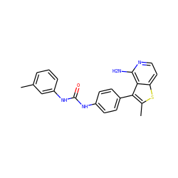 Cc1cccc(NC(=O)Nc2ccc(-c3c(C)sc4ccnc(N)c34)cc2)c1 ZINC000028703826