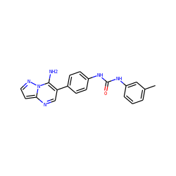 Cc1cccc(NC(=O)Nc2ccc(-c3cnc4ccnn4c3N)cc2)c1 ZINC000040915281