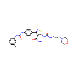 Cc1cccc(NC(=O)Nc2ccc(-c3nsc(NC(=O)NCCCN4CCOCC4)c3C(N)=O)cc2)c1 ZINC000145703157