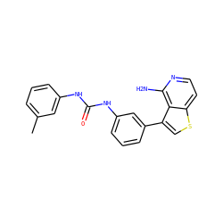 Cc1cccc(NC(=O)Nc2cccc(-c3csc4ccnc(N)c34)c2)c1 ZINC000028703822