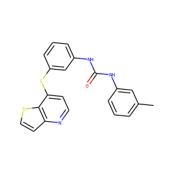 Cc1cccc(NC(=O)Nc2cccc(Sc3ccnc4ccsc34)c2)c1 ZINC000473117292