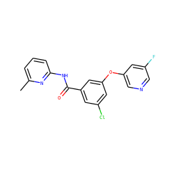 Cc1cccc(NC(=O)c2cc(Cl)cc(Oc3cncc(F)c3)c2)n1 ZINC000096939149