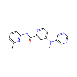 Cc1cccc(NC(=O)c2cc(N(C)c3cncnc3)ccn2)n1 ZINC000167470980