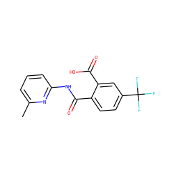 Cc1cccc(NC(=O)c2ccc(C(F)(F)F)cc2C(=O)O)n1 ZINC000095921158