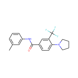 Cc1cccc(NC(=O)c2ccc(N3CCCC3)c(C(F)(F)F)c2)c1 ZINC000066073987