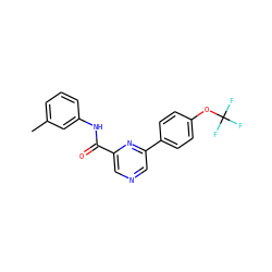 Cc1cccc(NC(=O)c2cncc(-c3ccc(OC(F)(F)F)cc3)n2)c1 ZINC000064447498