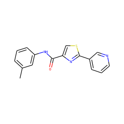 Cc1cccc(NC(=O)c2csc(-c3cccnc3)n2)c1 ZINC000029047727